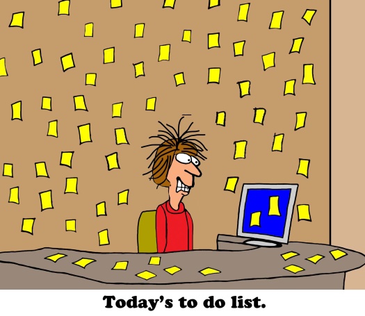Business cartoon about to do list.